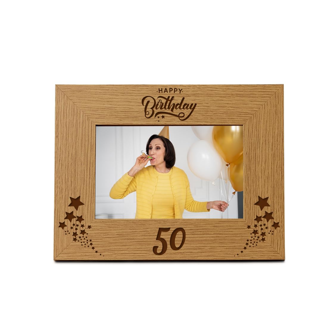 Happy 50th Birthday Wooden Photo Frame Gift (5 x 7 Inch)