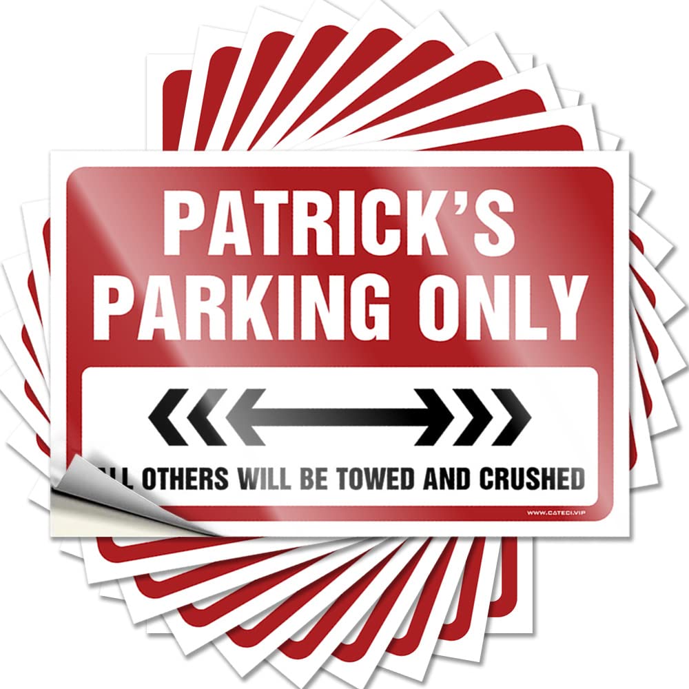 Saying Basement Decor Peel and Stick - Patrick's Parking Only Bumper Cool Waterproof Vinyl for Drinking(6X9CM)