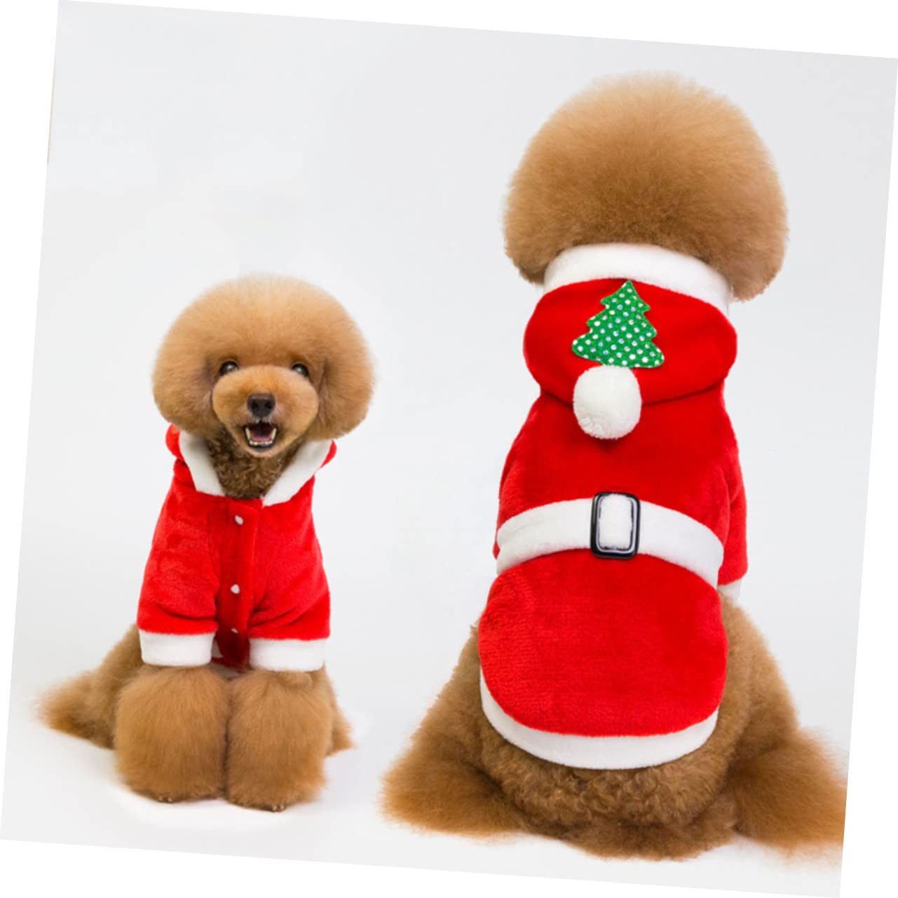 HMJGDHX 3 Pezzi Cappotto Natalizio in Flanella per Cani Abbigliamento Invernale Caldo con Cappuccio per Animali Domestici per Cani Vestito da Festa di Natale