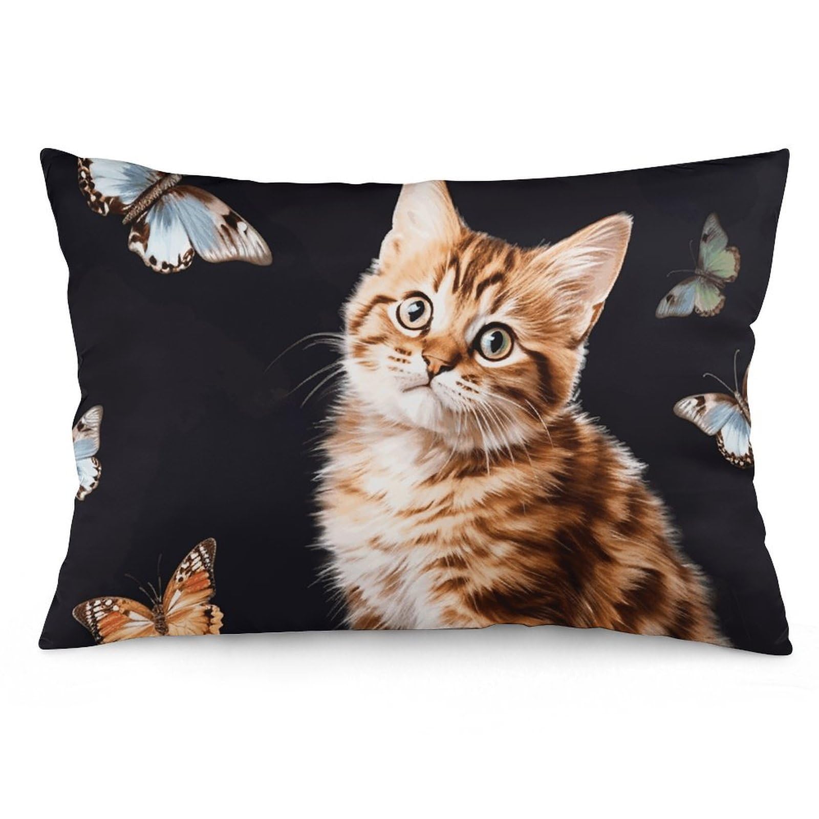 2 Pack Pillow Cases for Hair and Skin, Soft Breathable Pillow Case Covers with Hidden Zipper, Cat Butterfly Pillowcase 12 "x20 Pillow Covers for Sleeping Gift