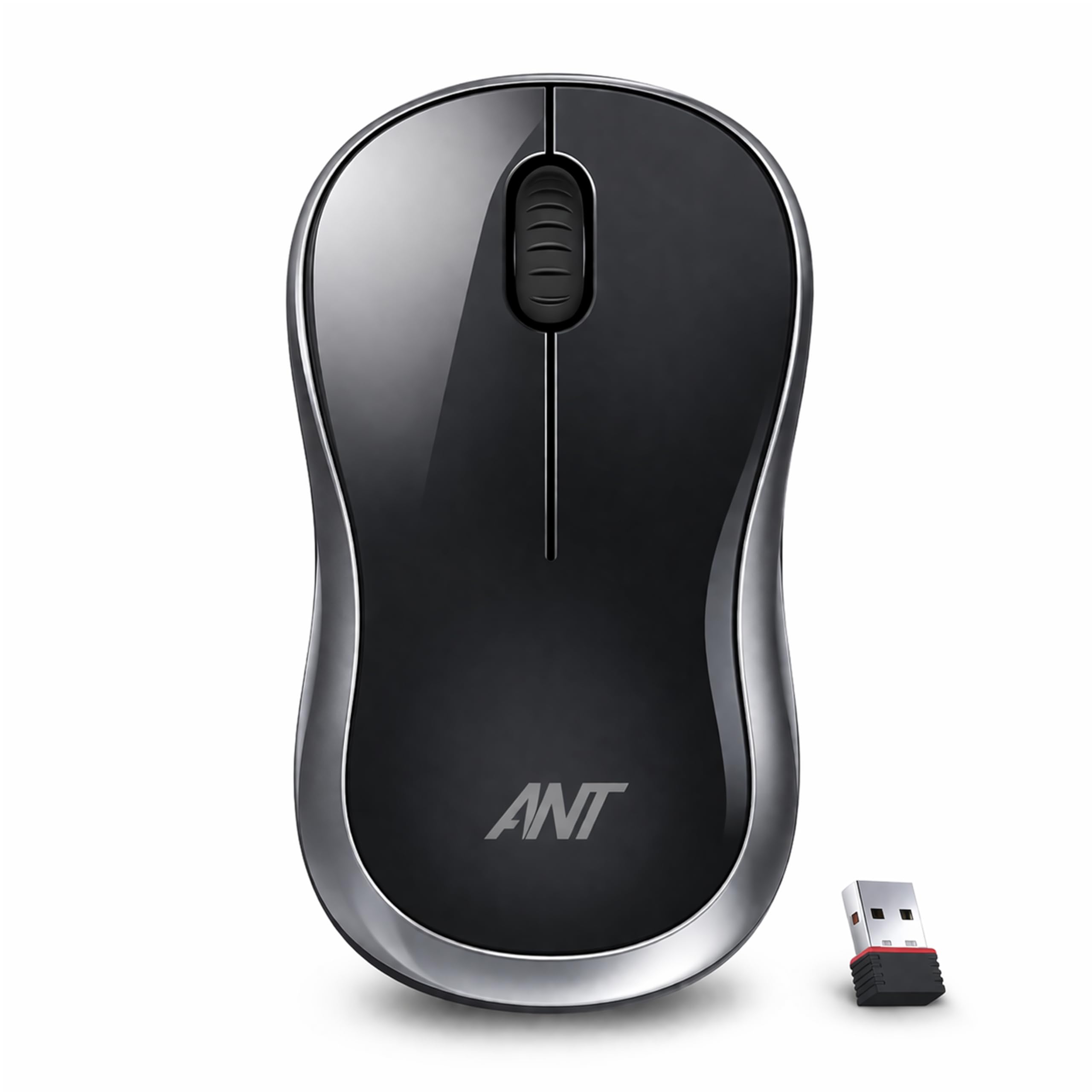 Ant GLOBE15 Wireless Mouse |2.4GHz High-Speed Connectivity |1200 DPI Optical Tracking |12M Battery Life |10m Range USB Plug & Play, Lightweight Ergonomic Design for Laptop,PC,Mac,Windows -Black/Silver-image-21