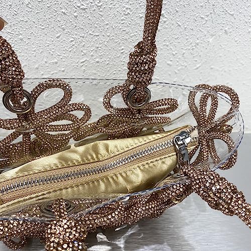 Image of Clear Rhinestone Handbag for Women Crystal Evening Purses with Handle Glitter Handbag for Wedding Party Prom