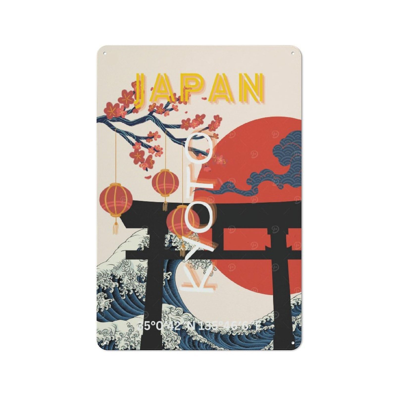 Junmoney Style-15 Understated Japan Travel (10) Metal Wall Plaque 30X20cm, Creative Space Decor For Office, Study, Studio Or Hallway