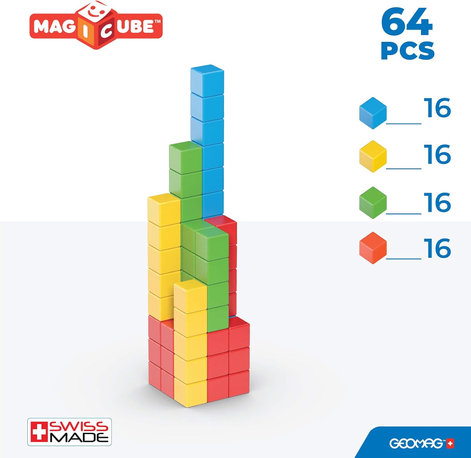Geomag Magicube 1+ Full Colour Cubes for Kids 4 Colours