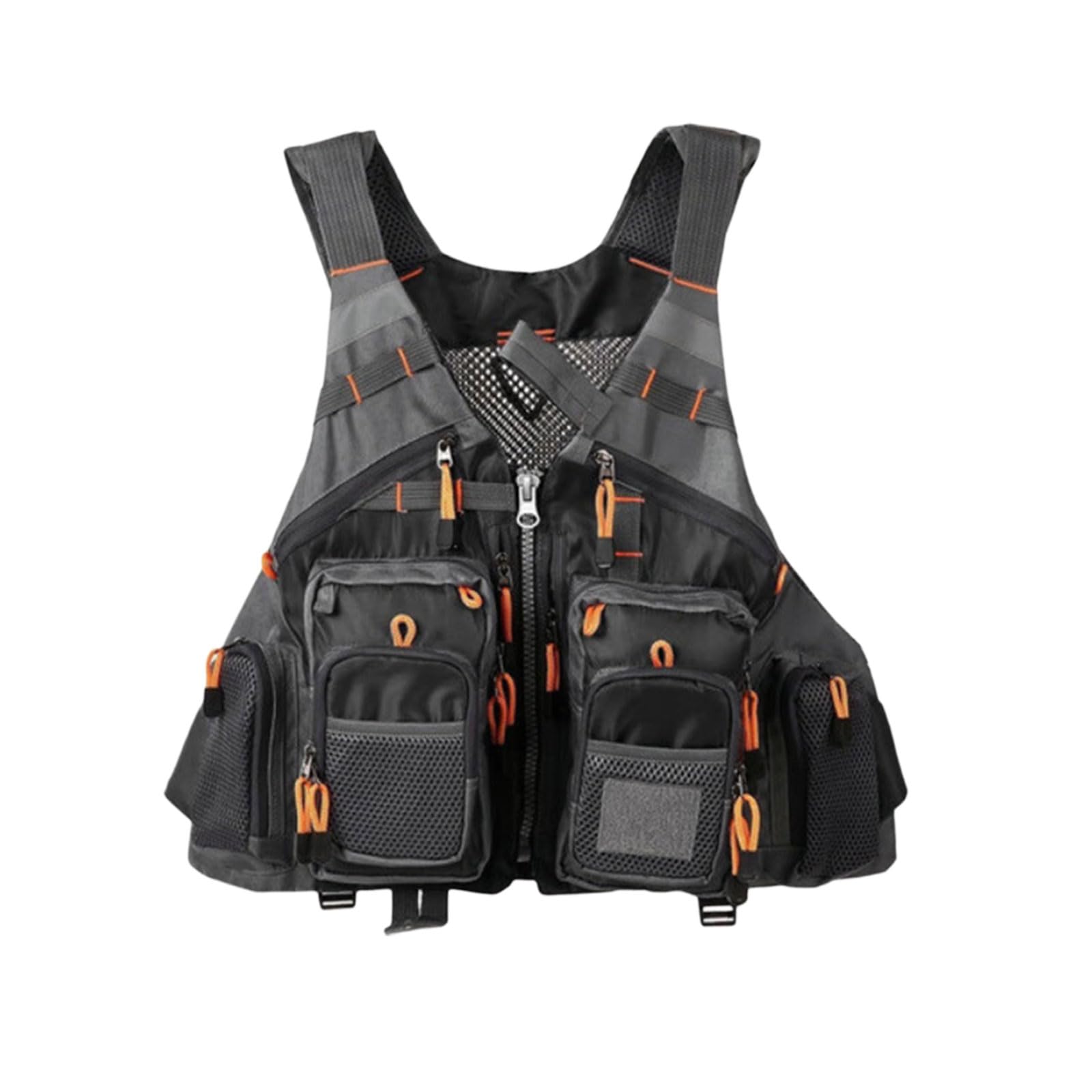 PURPLELILY Gilet de pêche en tissu Oxford respirant réglable pour pêche à la truite