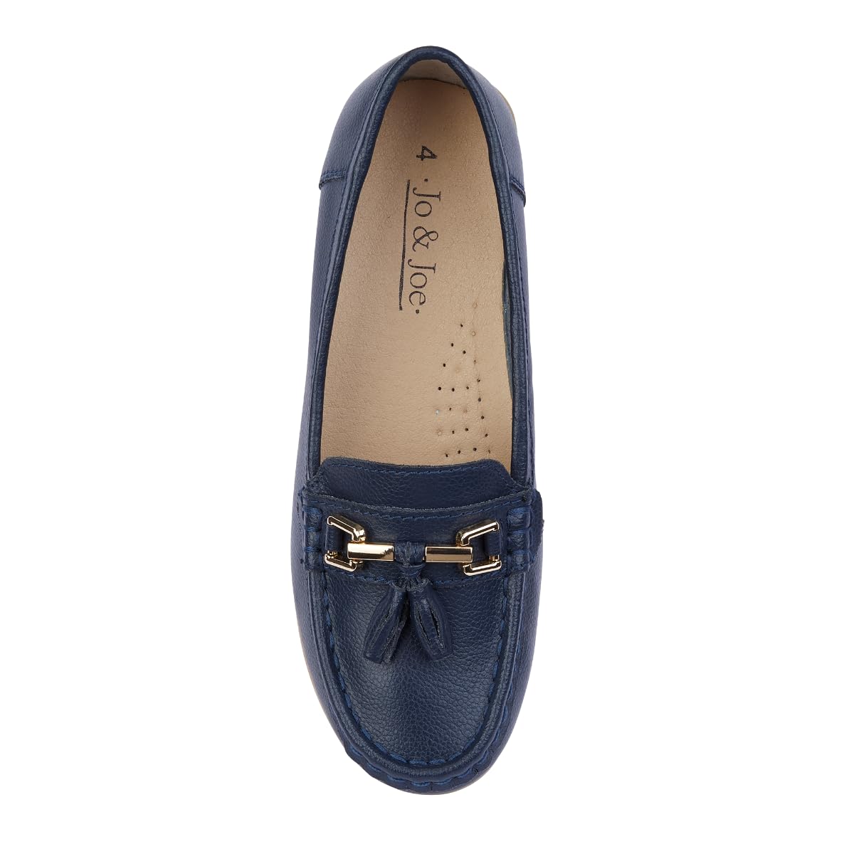 Jo & Joe Mocasines planos de cuero para mujer, informales, cómodos, deslizantes, con tacón de cuña baja, zapatos de trabajo