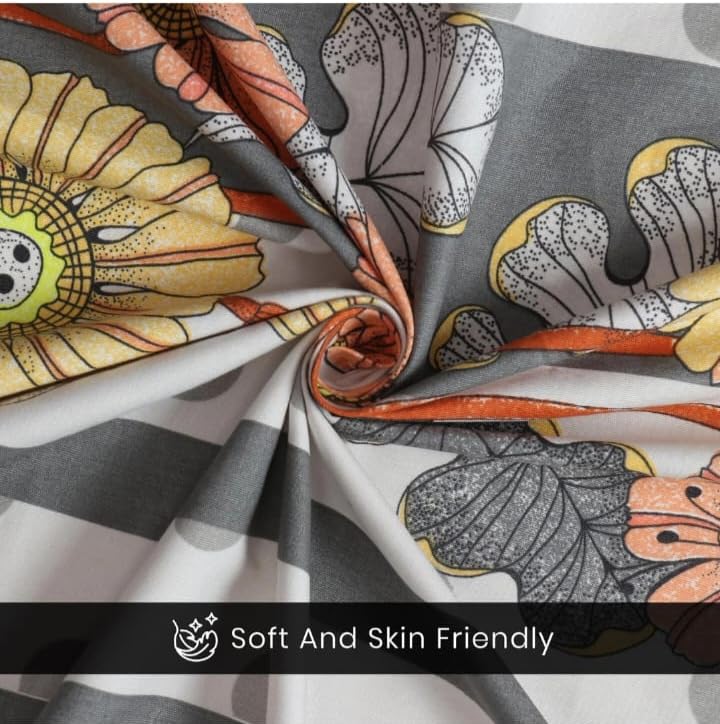 Image of Single Flat Bedsheet 60 x 90 Inch with 1 Pillow Cover, Cotton Blend Soft Breathable Bed Sheet Set for Single Bed, Lightweight Comfortable Bedding for Home Guest Room Daily Use