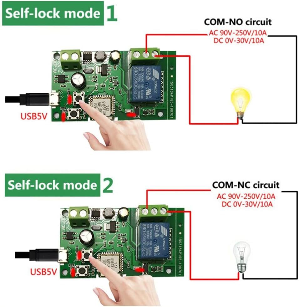 Image of Tuya Smart Home WiFi Remote Door Lock Control Board Module with Timing Function Compatible with Alexa Google Home 433MHz Remote and Tuya App Support DC AC USB Power Input