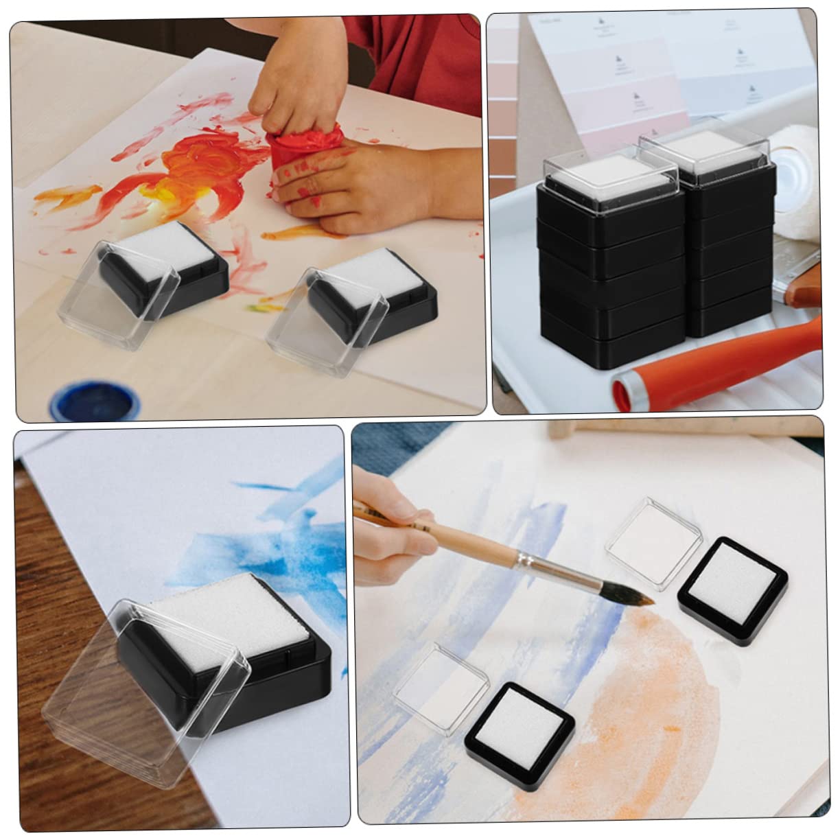 jojofuny 4 Set Tampone Inchiostro Quadrato per Timbri Fai da Te Inchiostro Portatile per Scrapbooking Artigianato E Impronte Digitali Cuscinetti Spugna Durevoli per Uso Domestico 20 Pezzi*4