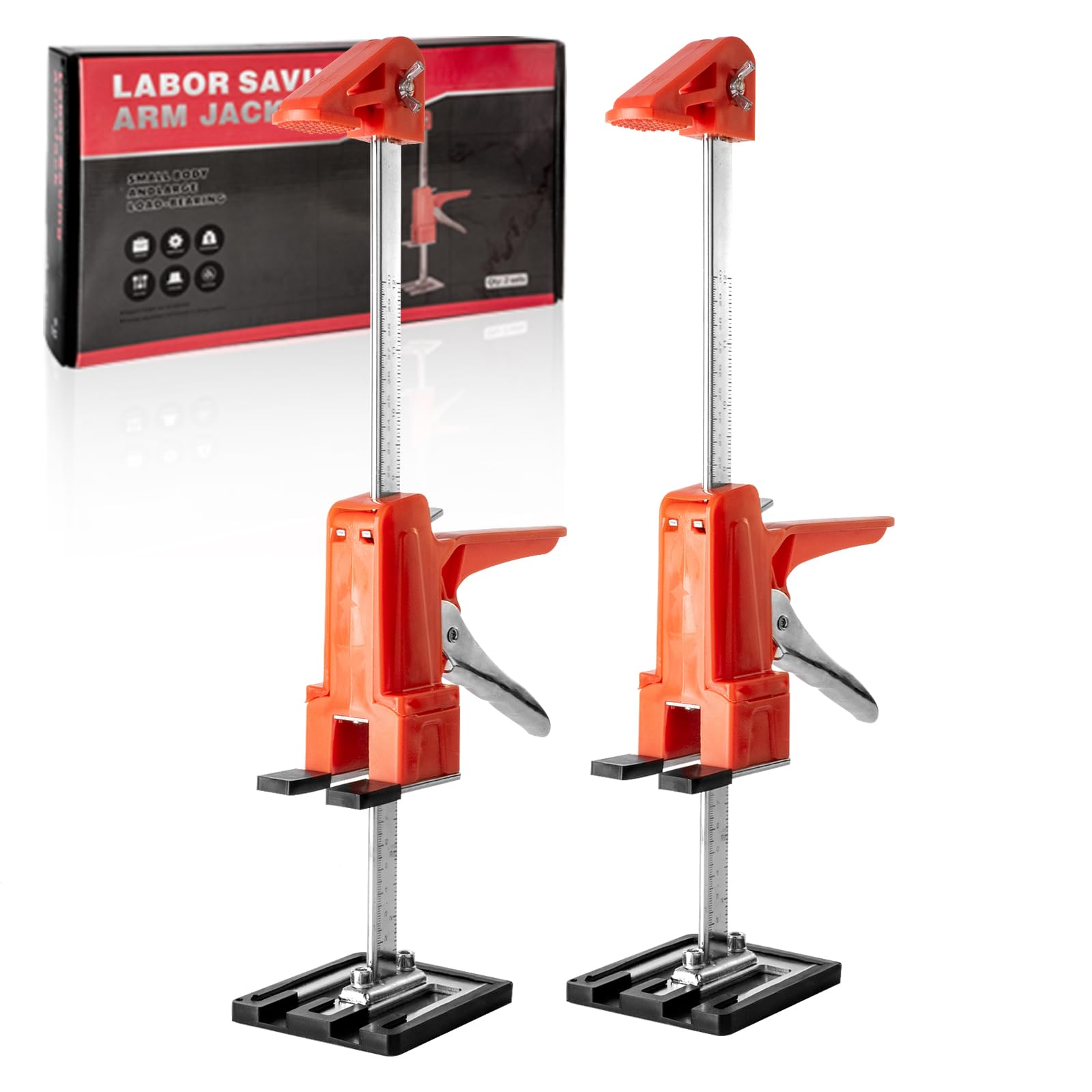 2 pezzi Sollevatore per Pannelli di Livellamento a Risparmio di Lavoro,400kg/880lbs,per Pavimenti, Porte, Installazione di Armadi, Sollevatori per Cartongesso, con Scala (39cm)