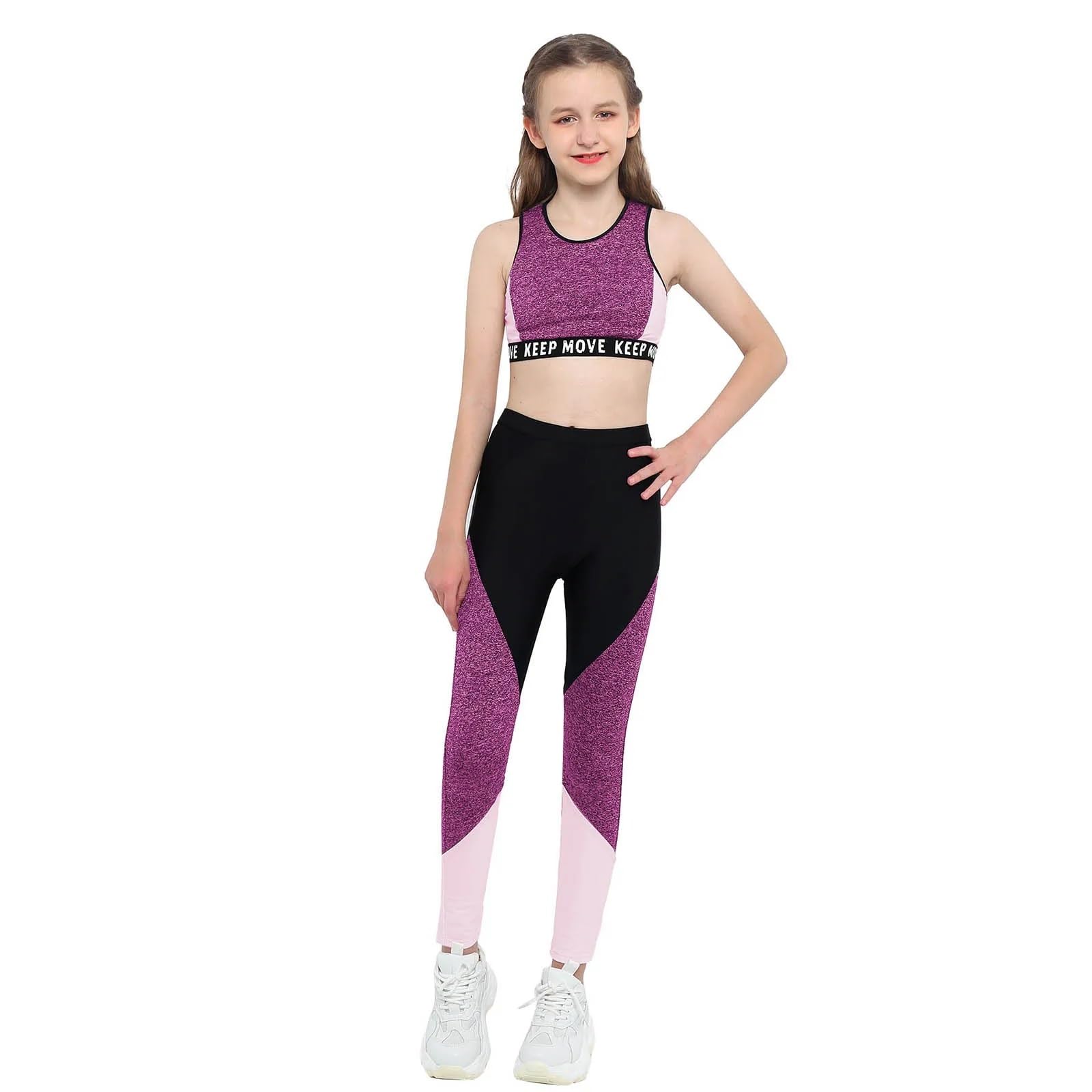 Conjunto Deportivo Niña Conjuntos de entrenamiento for niños y niñas, camisetas sin mangas con cuello redondo y mallas deportivas, conjunto for bádminton, correr, senderismo y entrenamiento(Blue,6)