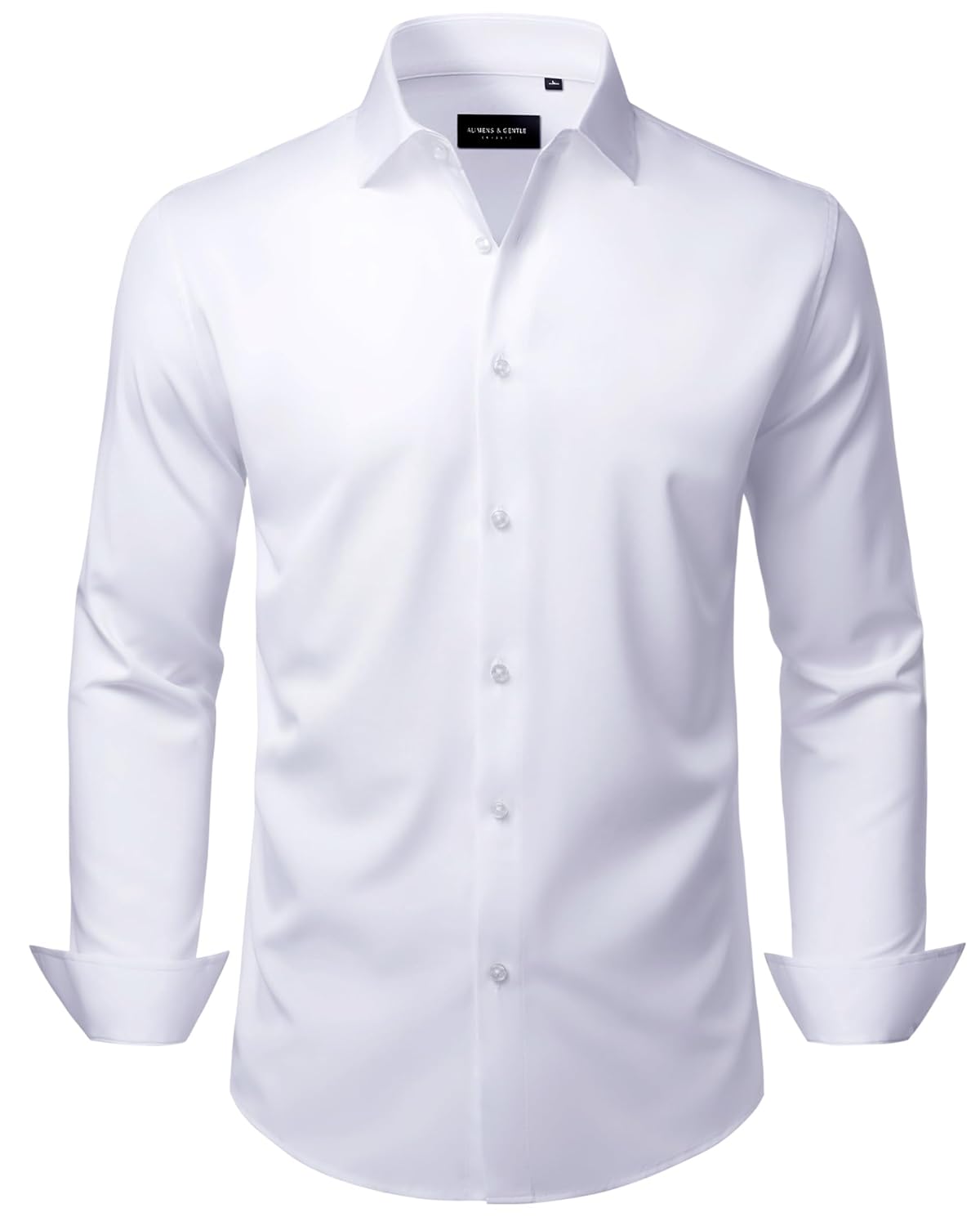 Alimens & Gentle Camisas sociais masculinas, sem rugas, elástica, lisa, manga comprida, abotoada, casamento, namoro