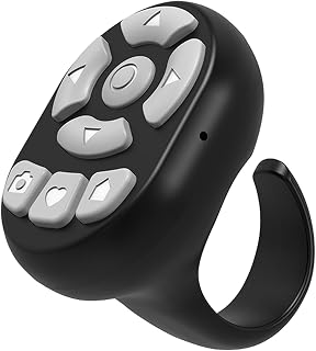 TikTok Scrolling Ring Microphone Remote Control,Fingertip Wireless Bluetooth Remote Control;for iPhone,Google Pixel,Samsung Phone (Black)