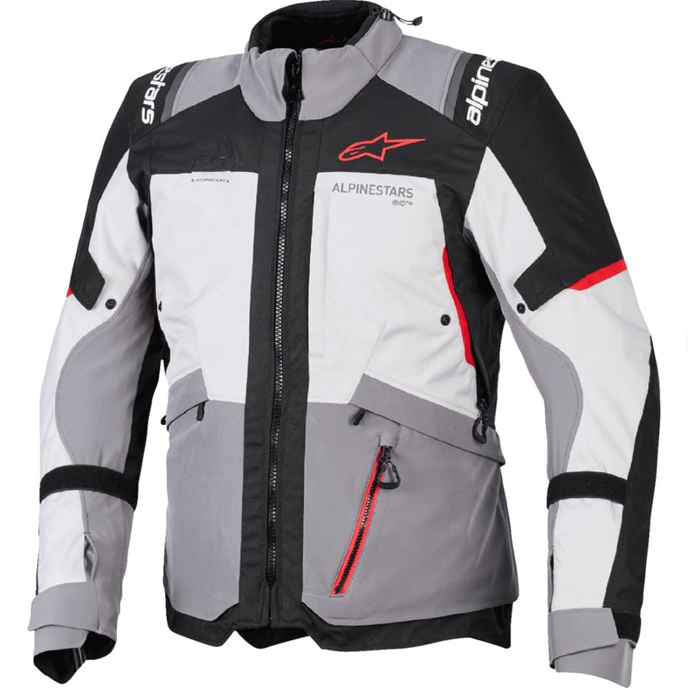 Alpinestars Andes V4 Drystar Textile Motorcycle Jacket - Dark Grey / Ice Grey / Black / Bright Red, L, Black/grey/red