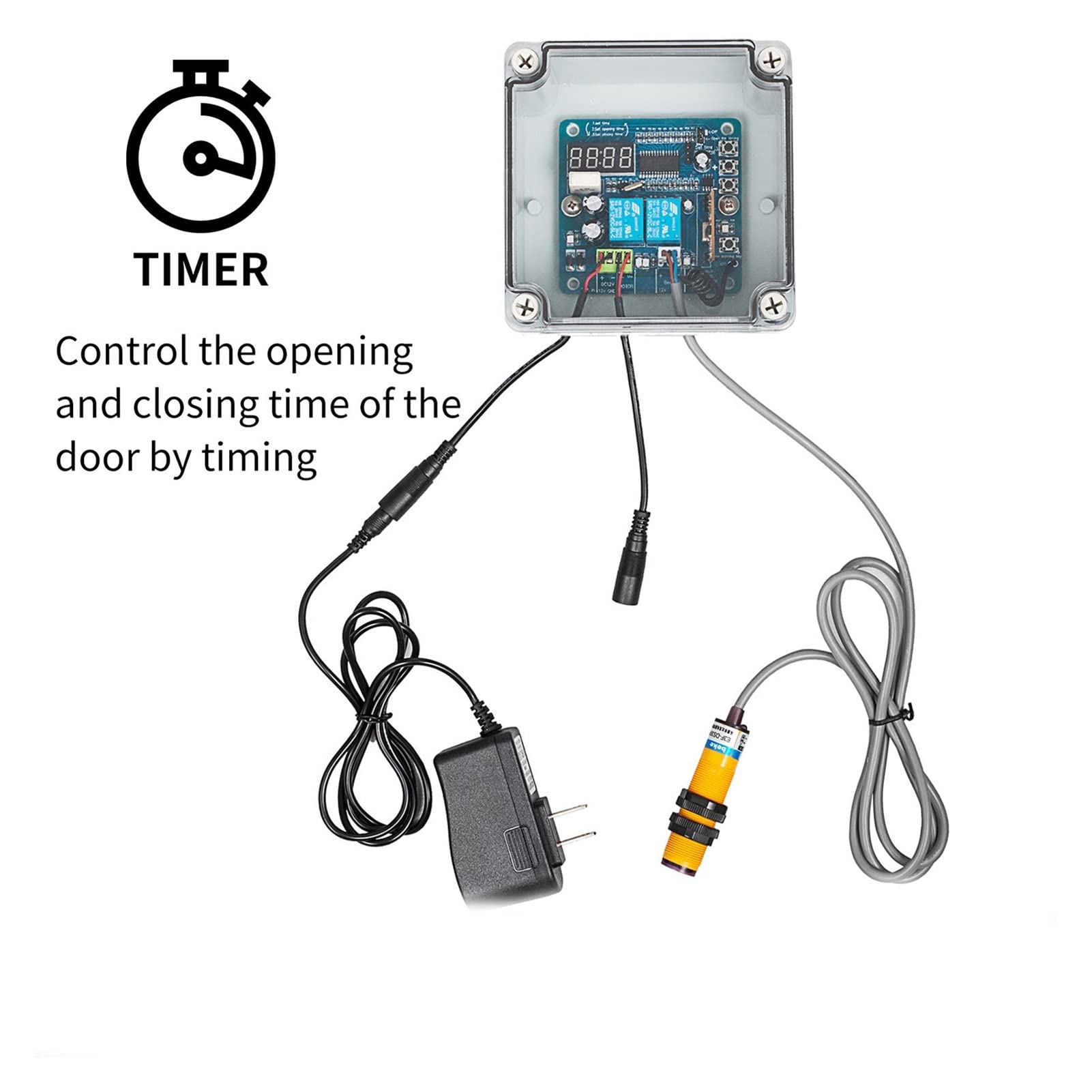 Lagerausstattung, Automatische Hühnertüröffner Kits W/Time Sensor Induktion Haustiere Türöffnung mit Infrarotsensor Automatiköffner(12.6Wx11.8H in)