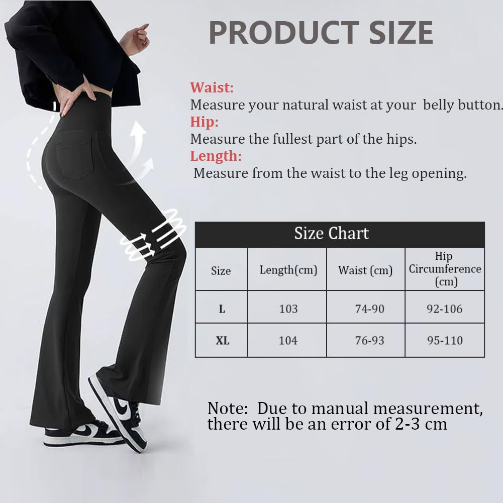 flintronic Bootcut spodnie do jogi dla kobiet, damskie spodnie ze stretchem, rozkloszowane legginsy z wysokim stanem z kieszeniami, spodnie robocze do pracy, uprawiania sportu i na co dzień
