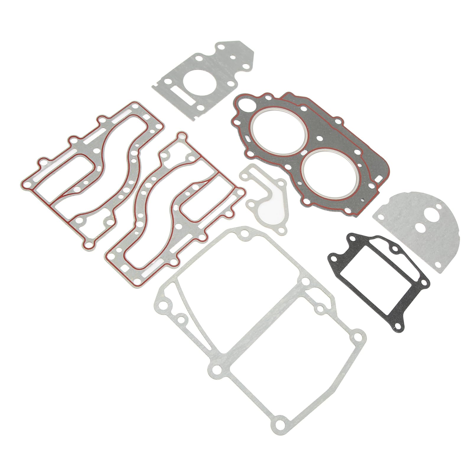 Juego de juntas para tapa de cilindro, juntas de sellado de plástico para motor fuera de borda de 2 tiempos de 15 y 18, junta de culata de escape con material ABS para repara