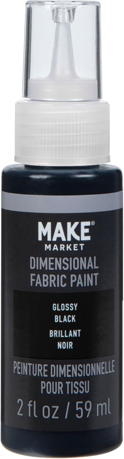 Make Market Neon Pink Glossy Dimensional Fabric Paint - 2oz Easy-Squeeze Bottles in Assorted Colors for DIY Apparel & Accessories, Nontoxic & Washable, 12 Pack