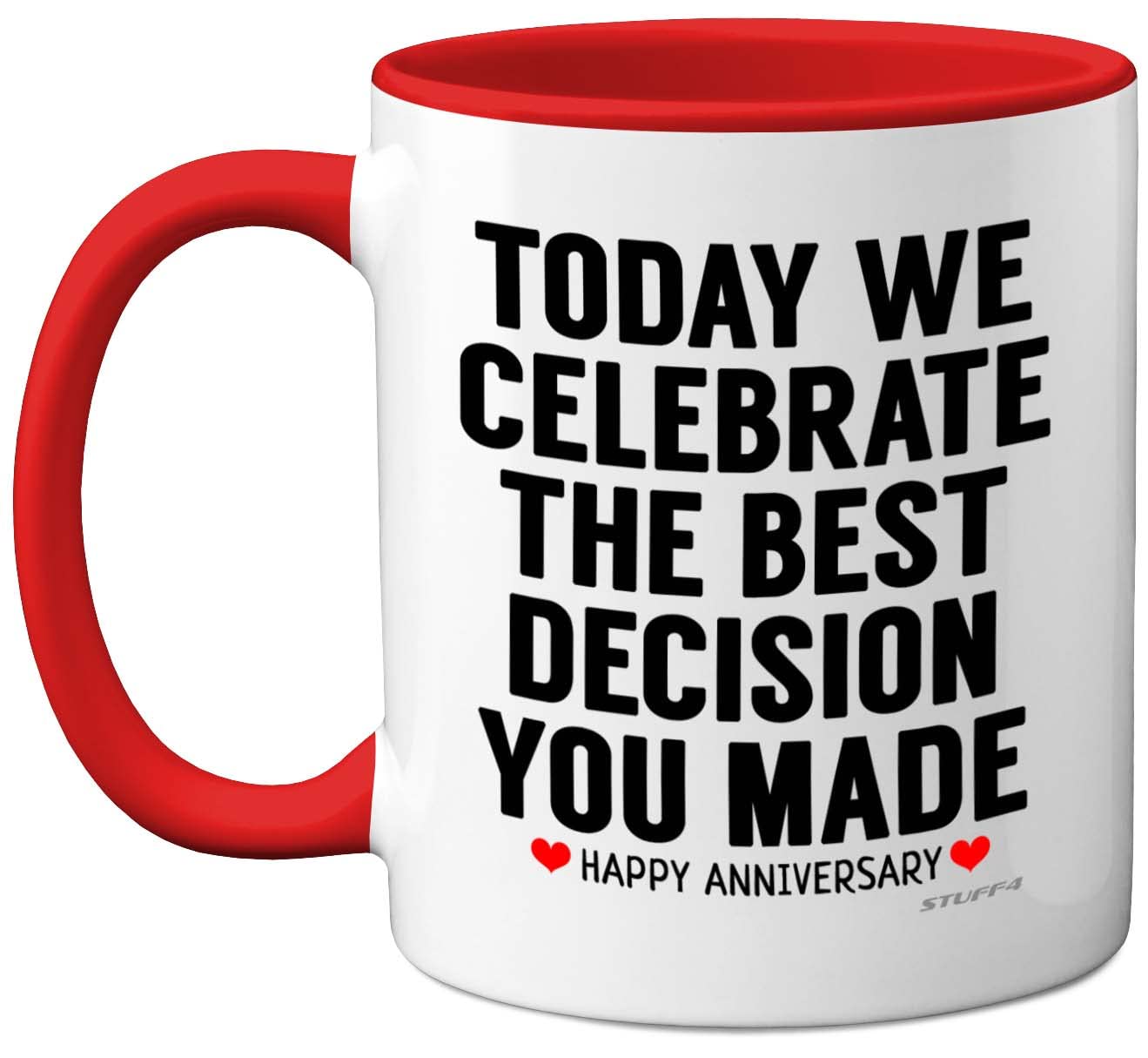 Stuff4 Men's Red Anniversary Mug For Him Her, Funny Coffee Mug For Wo, Gifts Girlfriend, Presents Boyfriend, Perfect Anniversary Christmas Valentines Birthday, 11Oz Ceramic