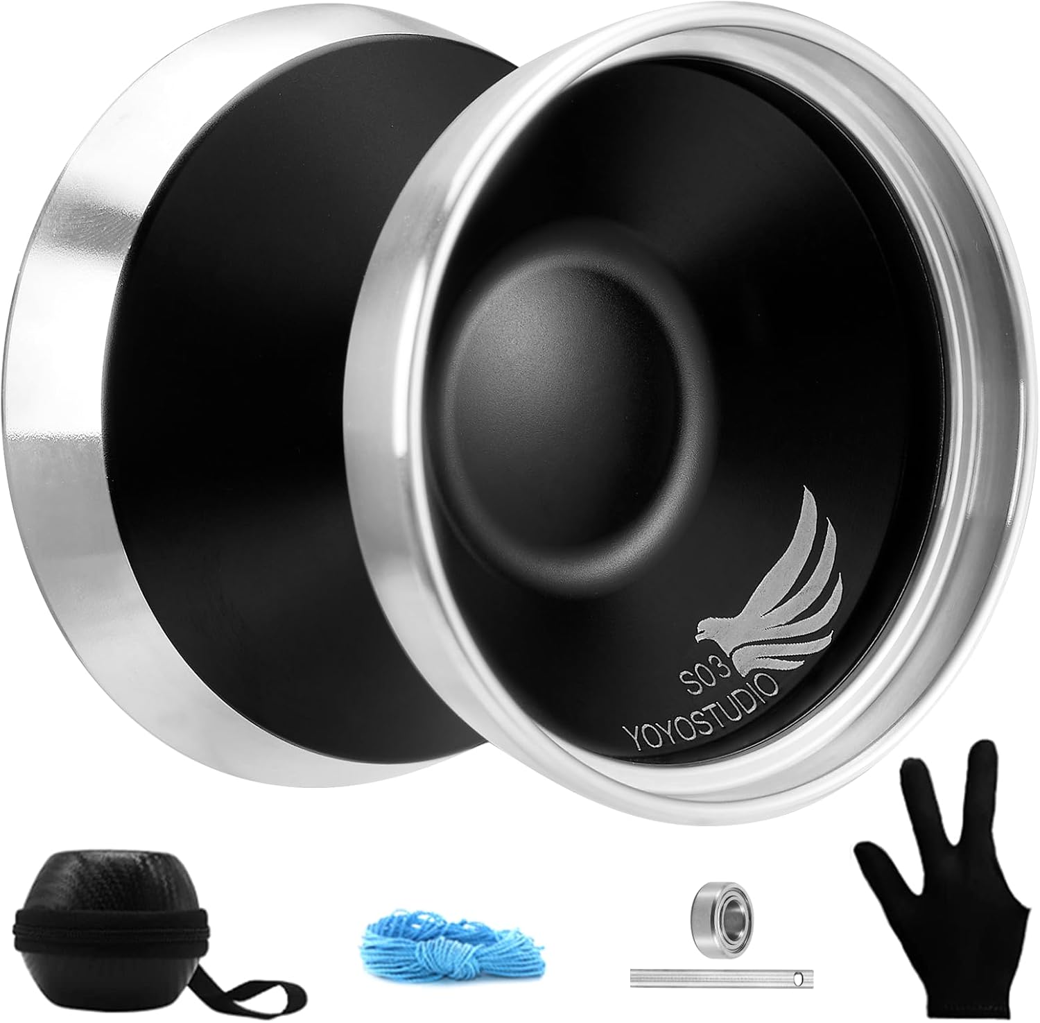 YOYOSTUDIO S03 Black Silver BiMetal Yoyo Professional