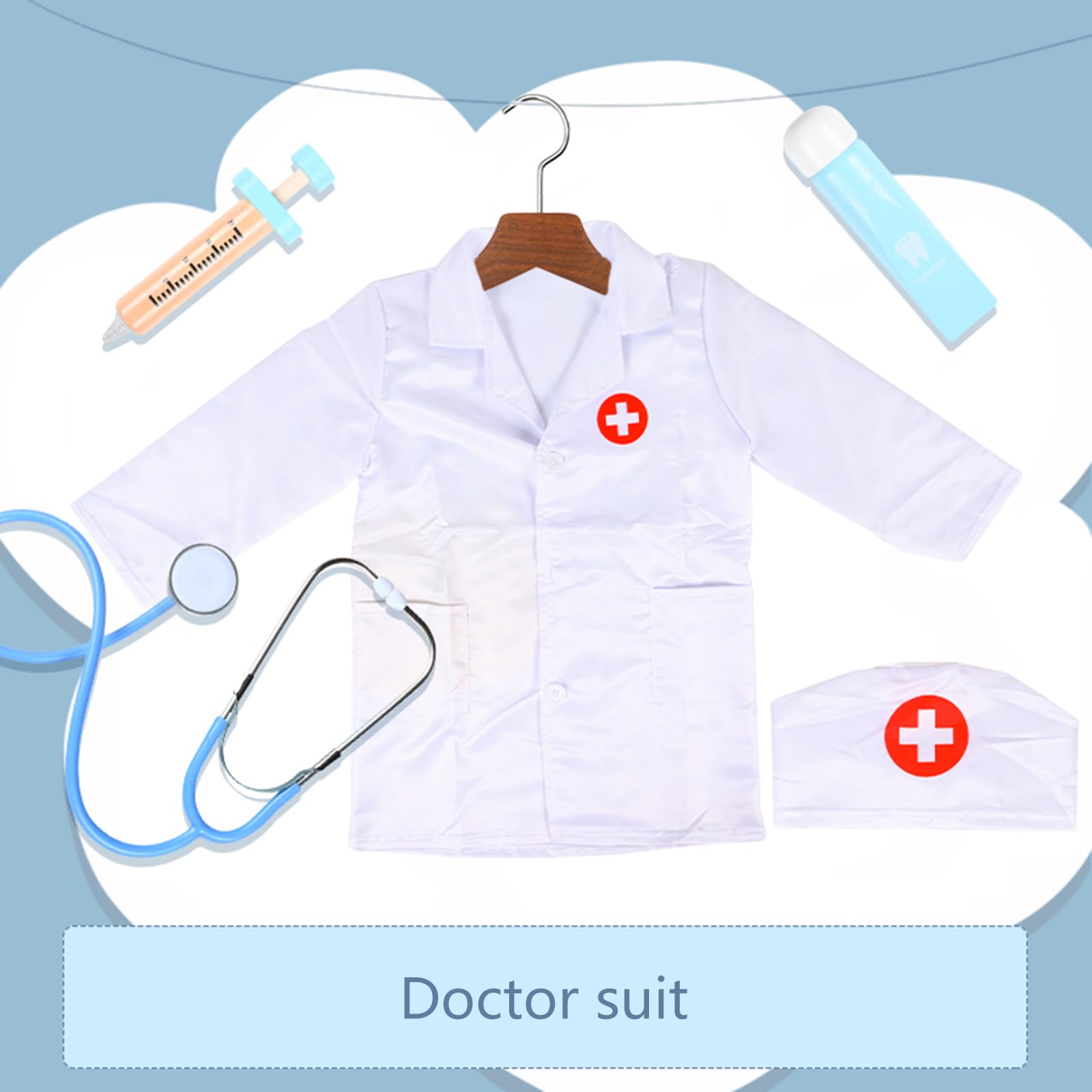 Valigetta da medico con camice per stetoscopio, costume da infermiera