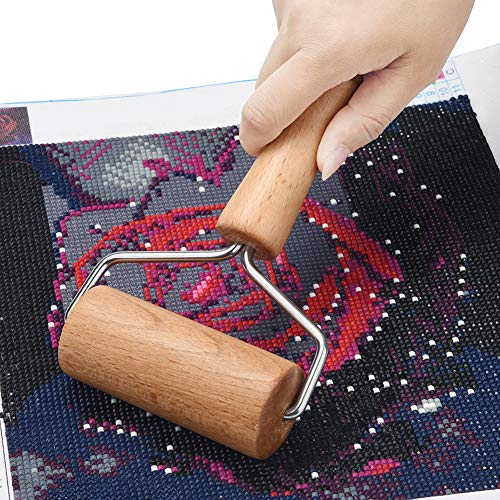 Lasenersm 1 Piece 9.5Cm Wide Wood Pastry Pizza Roller Wooden Brayer Wooden Rolling Pins Wood Dough Roller 5D Diamond Painting Tool Wooden Roller For Baking Or Ceramic Pottery Clay Working thumb #6