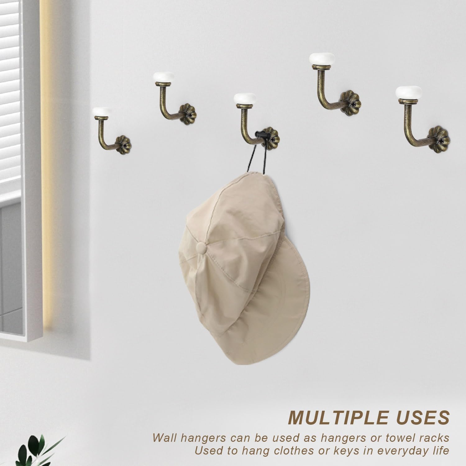 Appendiabiti Da Parete BOOMLATU Con 3 Ganci: Design Vintage Uccelli E Fiori In Lega Per Cappotti, Chiavi, Asciugamani - 2