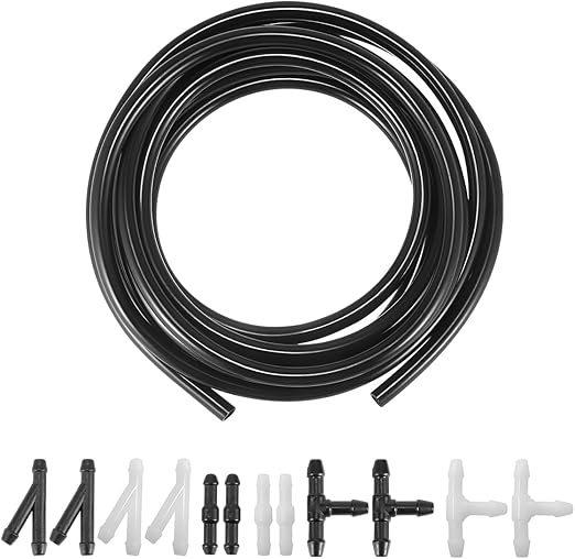 Car Windshield Washer Hose Kit, 4 Meter Vehicle Fluid Tubing with 12PCS Hose Connectors, Installation for Connecting Water Pumps Nozzles, Universal Automotive Accessories