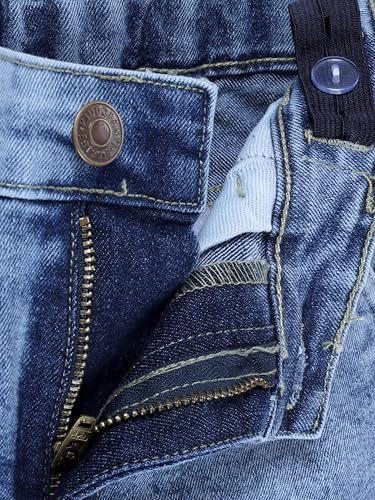 Image of KiddoPanti Boys Knee Length Cargo Denim Shorts with Flap Pockets & Button Closure Casual Wear