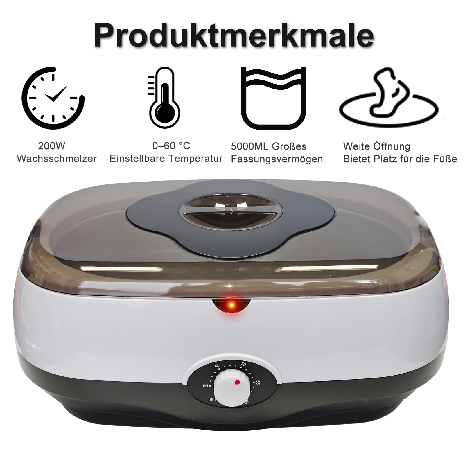 Paraffinbad für Hände und Füße, 5000ml paraffinbäder, paraffinbad gerät, paraffinwachs set für Trockene, Raue Hau,mit 1800g Paraffinwachs und Zubehör, Tolles Spa Geschenk (Schwarz)