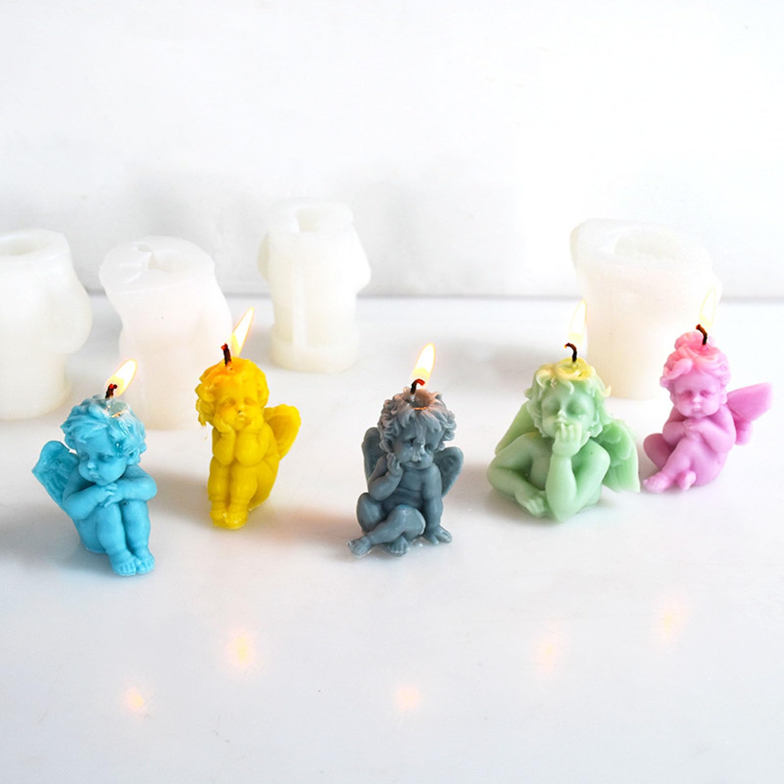 Moule à bougie en Silicone en résine pour bébé ange, pour la fabrication de bougies, ornement de bureau, gypse, aromathérapie, ornement en résine d ' ange en Silicone