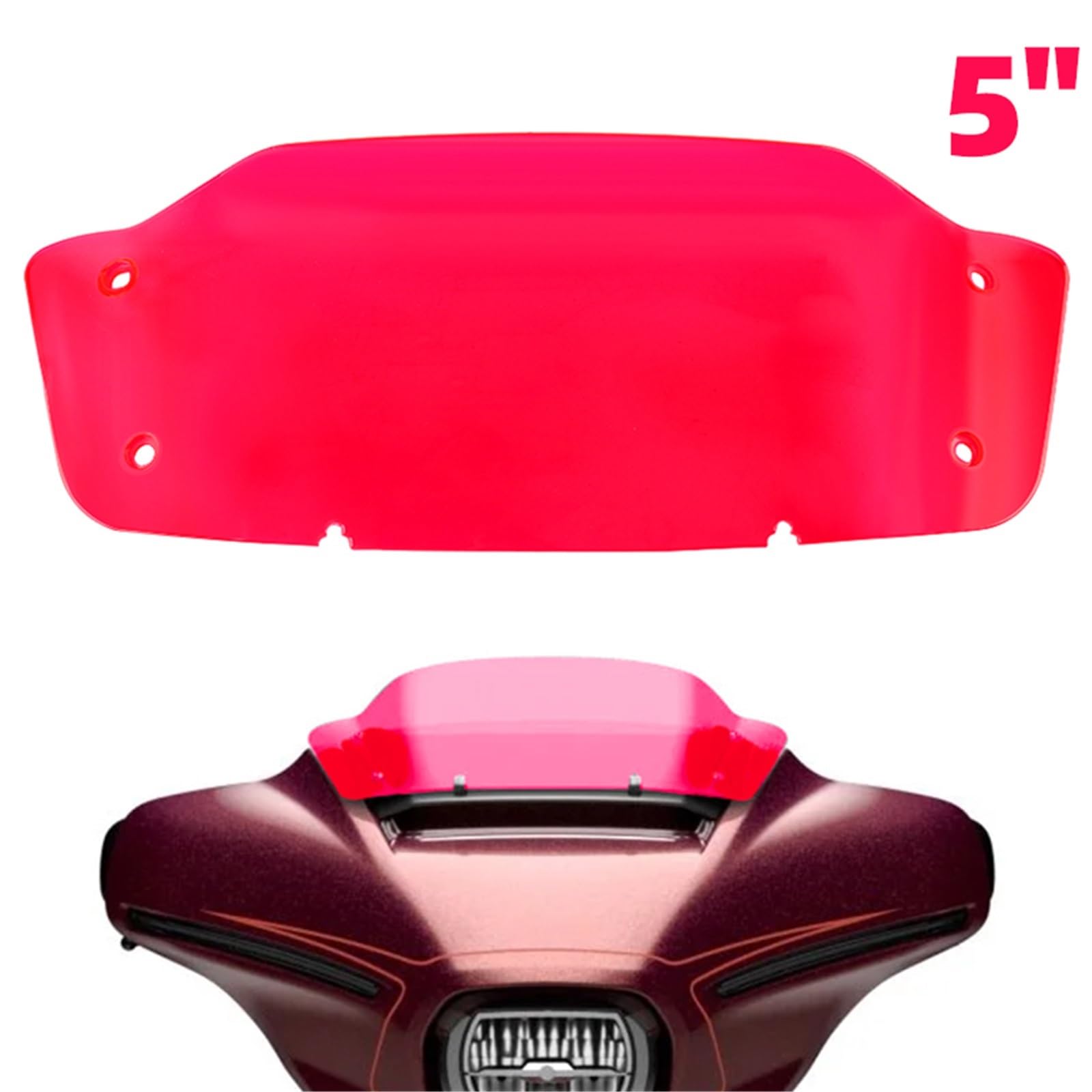 5 "Moto Parabrezza Rosso Carenatura Superiore Per Harley Touring CVO Street Glide FLHX FLHXSE 2023 2024