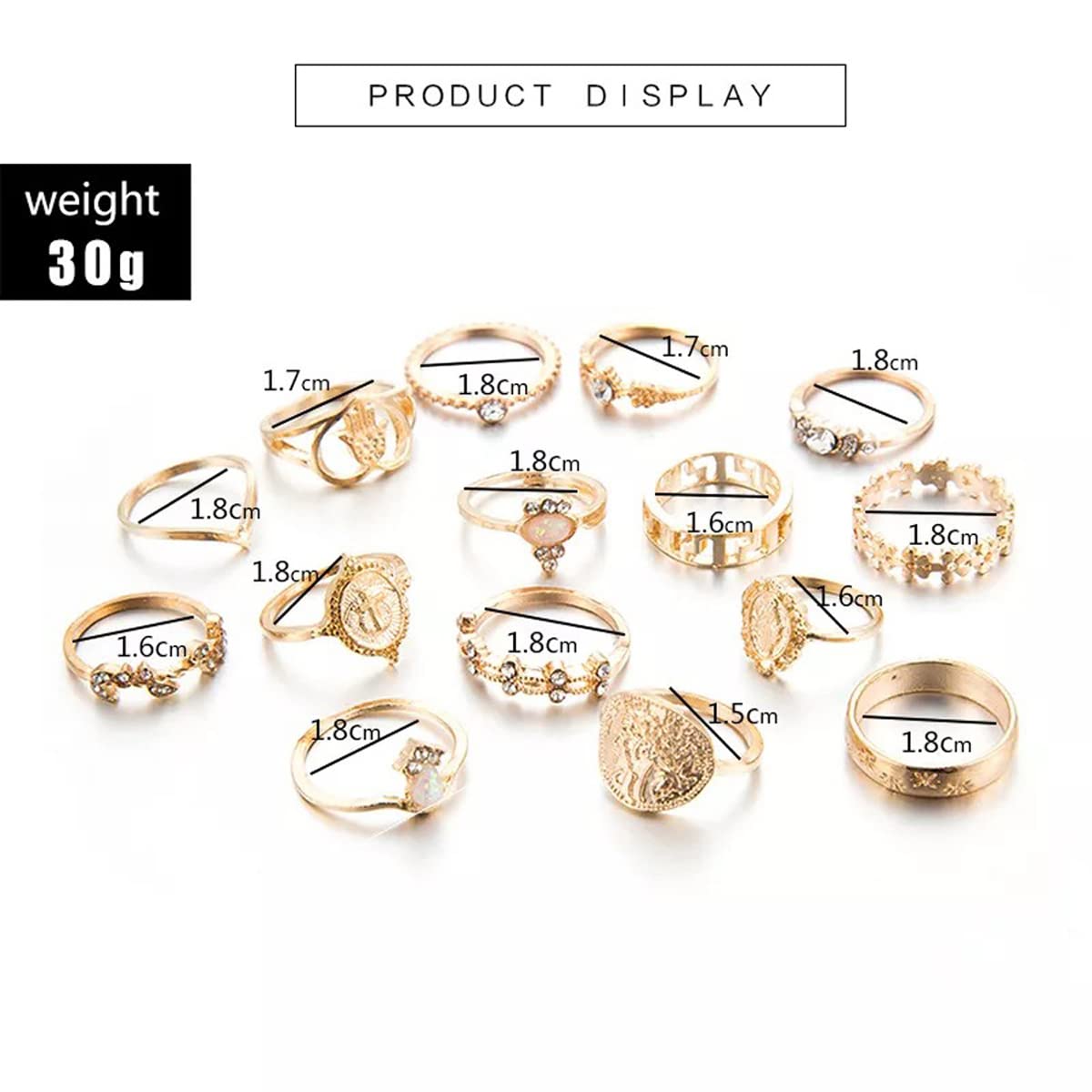 Contemporary Stackable Rings Set of 15