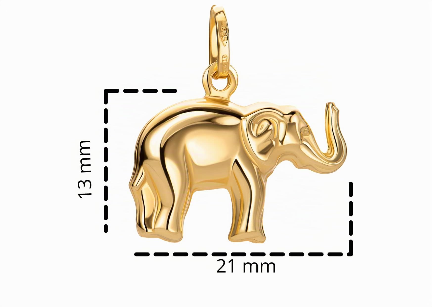 PRINS JEWELS Elefant Charm Anhänger 14 Karat 585 Gelbgold Kettenanhänger