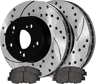 AutoShack SCD465PR41313 Front Drilled and Slotted Brake Kit Rotors Black and Ceramic Pads Pair of 2 Driver and Passenger Side Replacement for 2006 2007 2008 2009 2010 2011 Honda Civic 1.8L FWD