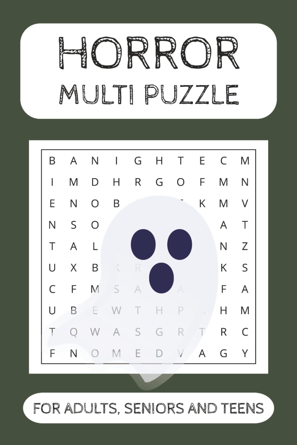 Horror Multi Puzzle Book: Word Searches, Word Scrambles and Crosswords with Easy to Read Print about Ghosts, Ghouls and other Horrors | 6x9 inches, ... 50+ puzzles| Gift for Adults for Free Time