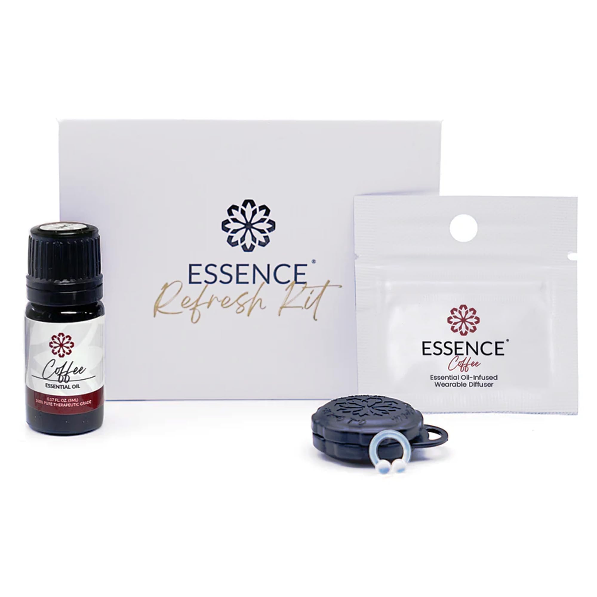 Diffusore nasale Essence Wearable Aromaterapia – Olio essenziale di caffè | Kit per rinfrescarsi per naso – Clip profumo personale per viaggi, lavoro e uso quotidiano – Made in USA