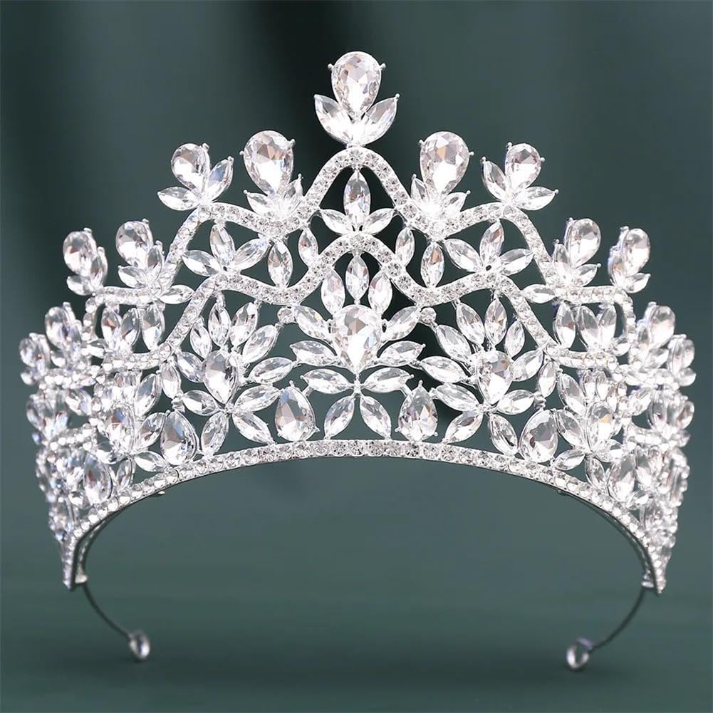 LNNSHX Hohe Tiaras und Kronen aus Strasssteinen für Damen, Braut, Hochzeit, Diadem, Krone, Abschlussball, Festzug, Haarschmuck