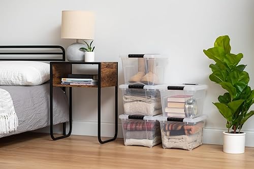 Miniatura 5 de IRIS USA - Contenedores apilables de plástico de 19 cuartos de galón con tapas y hebillas de cierre, paquete de 4 unidades, transparentes,