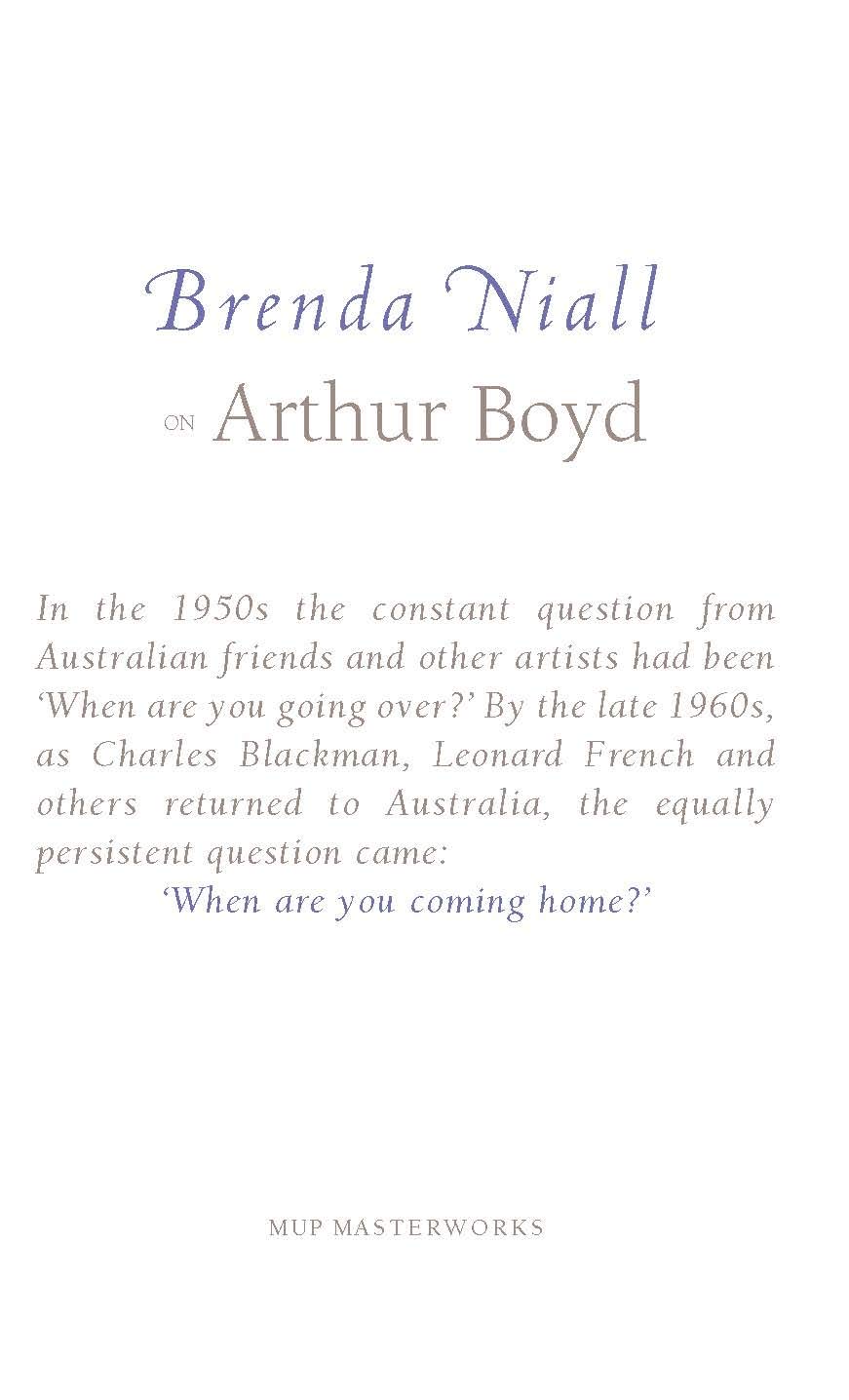 on Arthur Boyd (Melbourne University Press Masterworks)