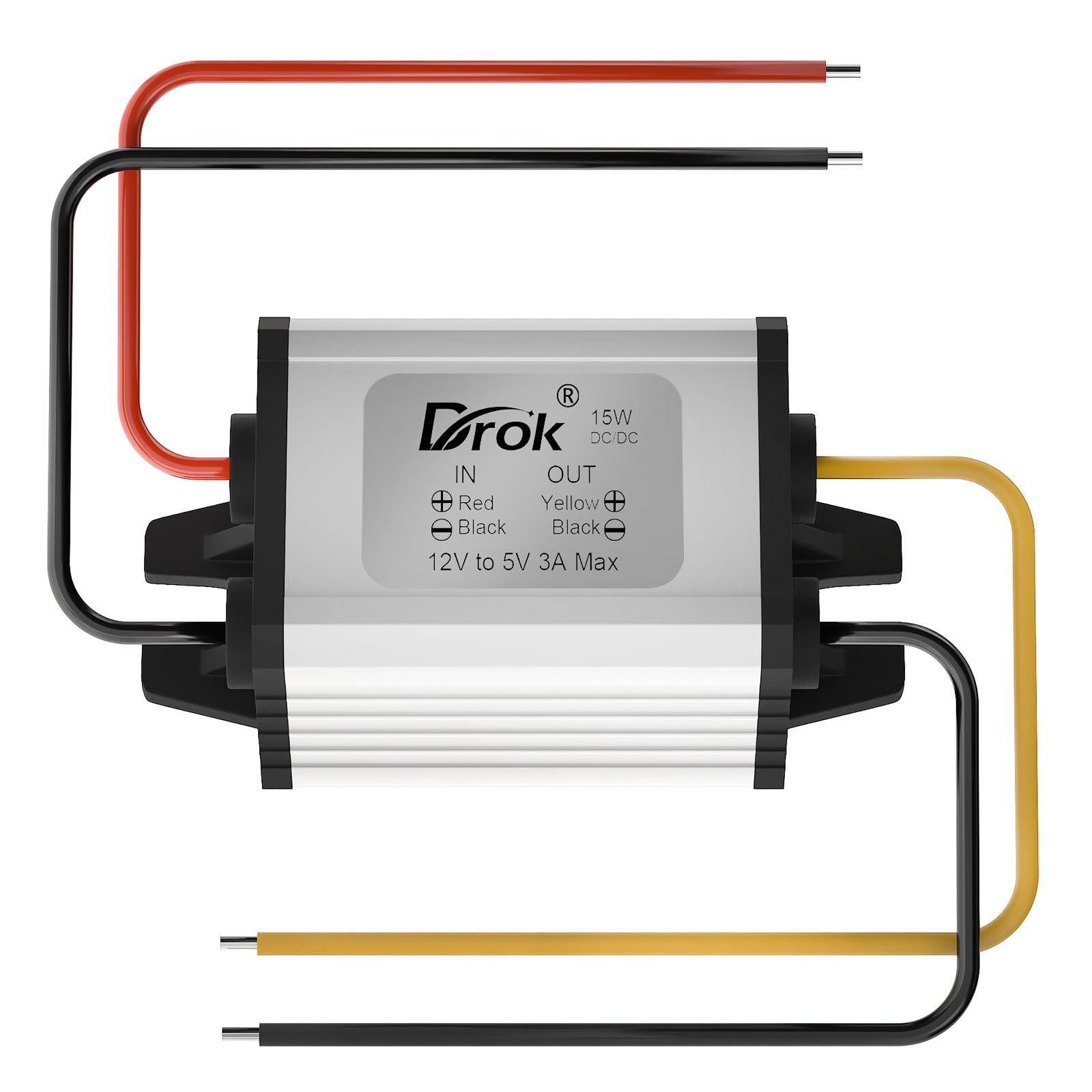 DROK 12v to 5v Volt Converter, DC 8-35V to 5V 3A 15W Voltage Regulator Board Power Supply Module, 9V 12V 24V Waterproof Car Volt Step Down Buck Converter