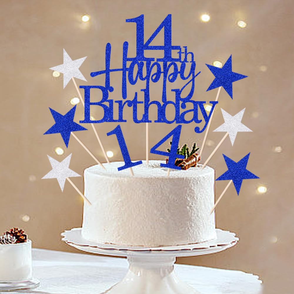 "Bruh I'm 14" Cake Topper - Blue Glitter 14th Birthday Decor, 5.9x4.9 Inches, Party Decoration - View #10