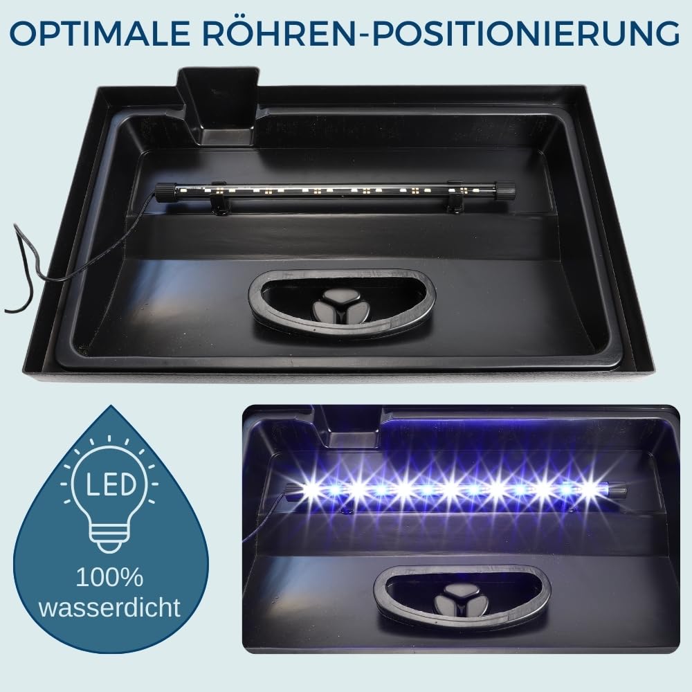 GarPet Aquarium Abdeckung LED Beleuchtung 50x30 cm Aquarium Deckel Schwarz 50 Mit Licht Terrarium Abdeckung Lampe Aquariumbeleuchtung Aquariumlampe