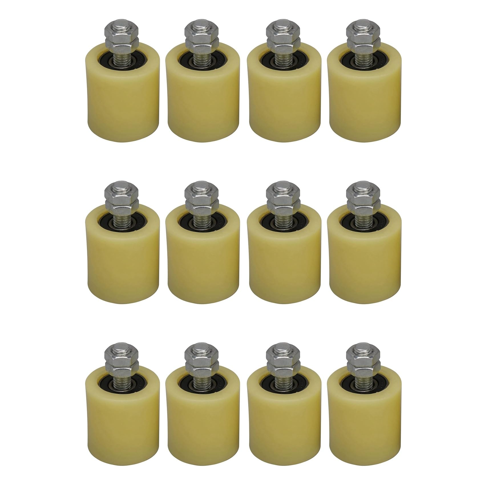 Kueohse 12PCS 48X50mm Yellow Silver Nylon Steel Flat Roller Bearing Guiding Wheel 6201 for Electric Door Sliding Gate