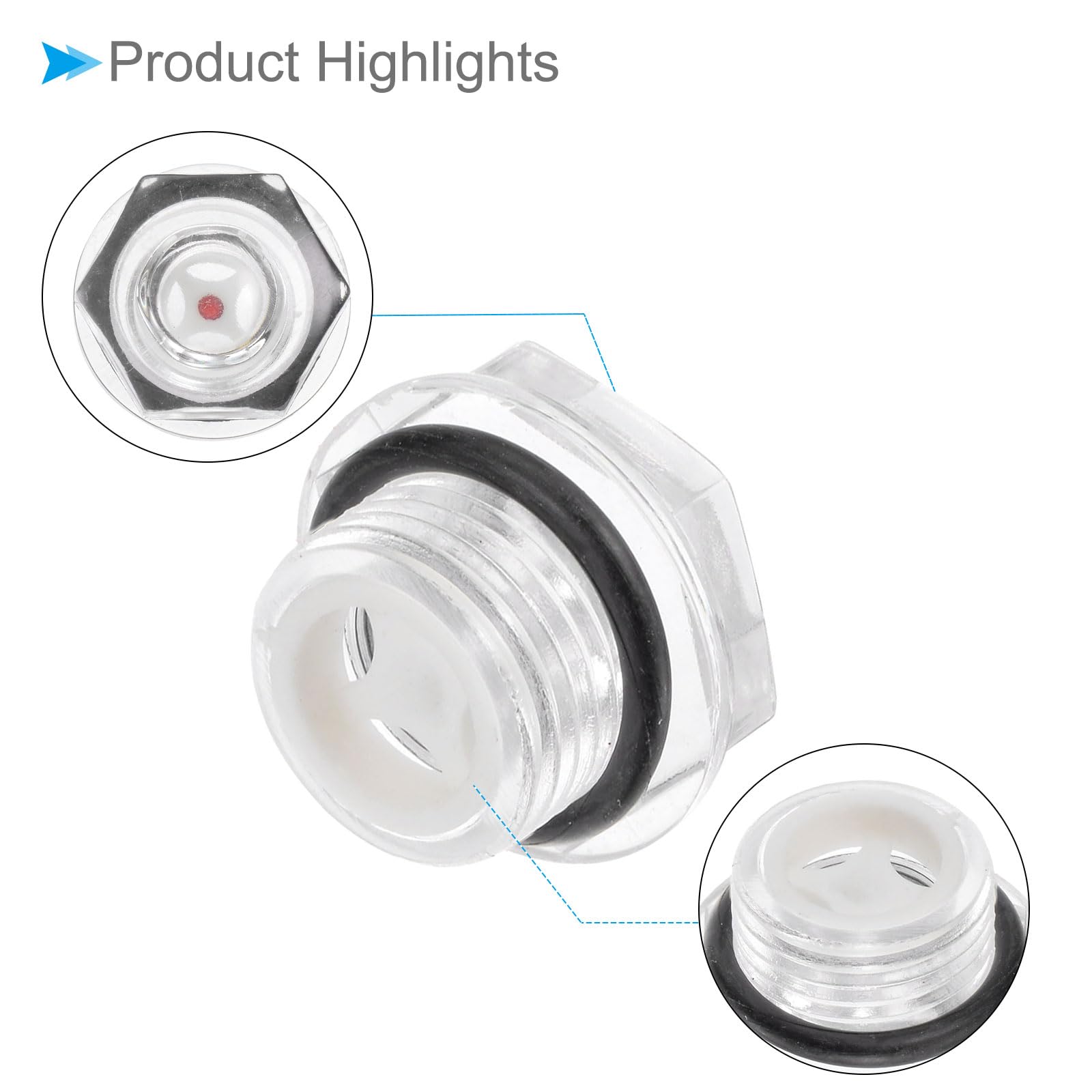 CoCud 5 Stück Ölschauglas für Luftkompressor M18x1,5mm Gewinde | Sechskant-Kopf Ölstandsanzeige Glasfenster, für Getriebefittings