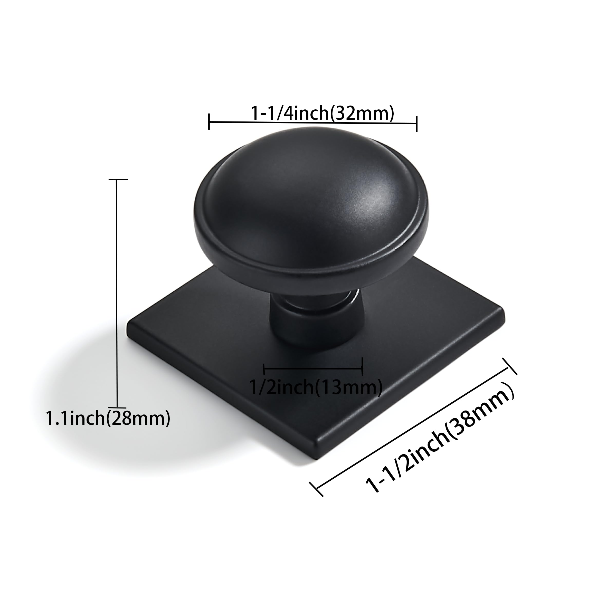 KHTUMEWARE-270+323 Round Knob, Matte Black, 1-1/4 in (32 mm), 2-Pack in Matte Black — KHTUMEWARE