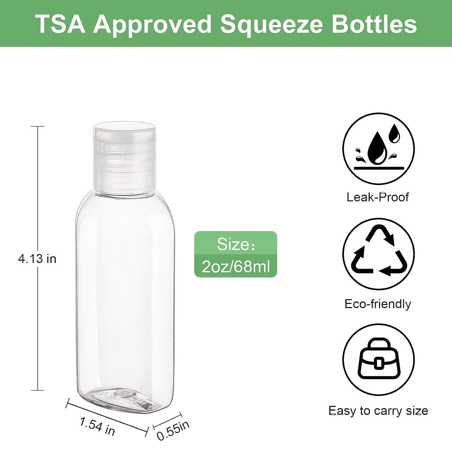 Travel Bottles for Toiletries 5 Pack 2oz TSA Approved Squeeze Bottle