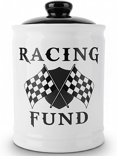 Regalos para hombres, alcancía de fondo de carreras, tarro de cerámica de caramelo de carreras con tapa, regalos únicos para auto, regalos para