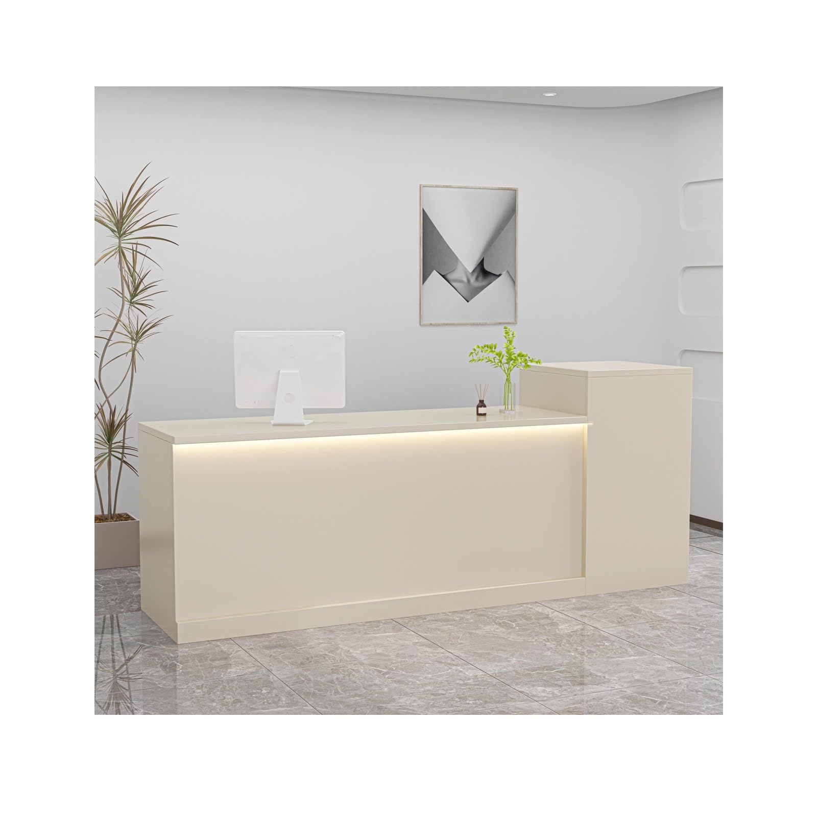 Moderno banco di archiviazione per reception, scrivania, ufficio, elegante, per negozi di scarpe e negozi di cosmetici, colore caffè al latte