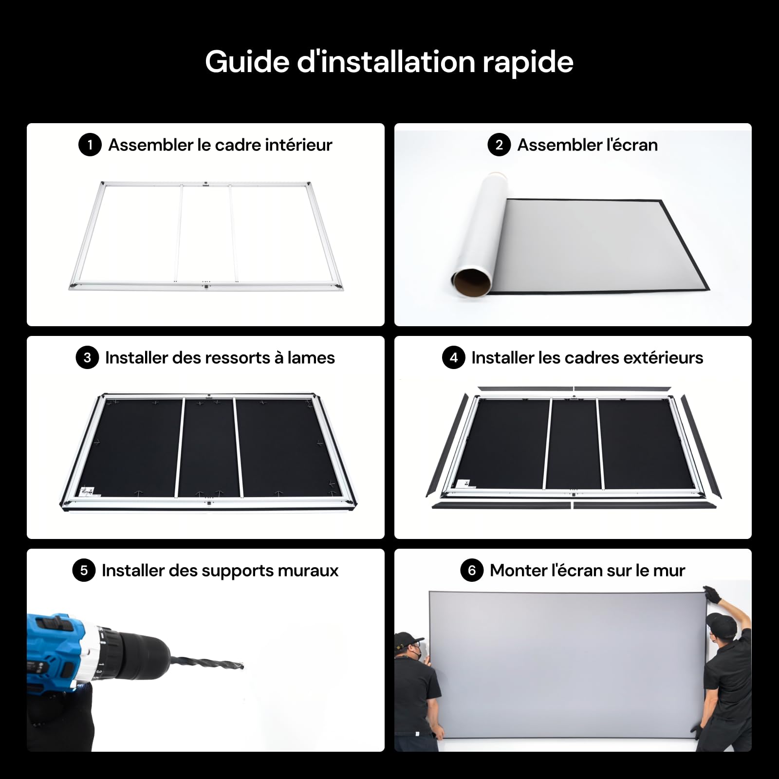Écran Fresnel de 100 Pouces rejetant la lumière ambiante, Gain de 1,8 DB, résistance à la lumière ambiante de 85%, Conception de Type de-Speckle, Cadre Fixe 16:9 pour projecteur à Longue portée